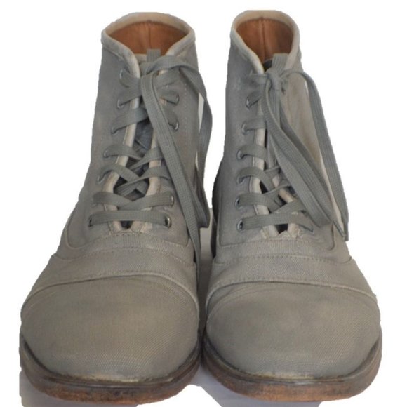 John Varvatos Gray Canvas Fleetwood Boots - Picture 2 of 9